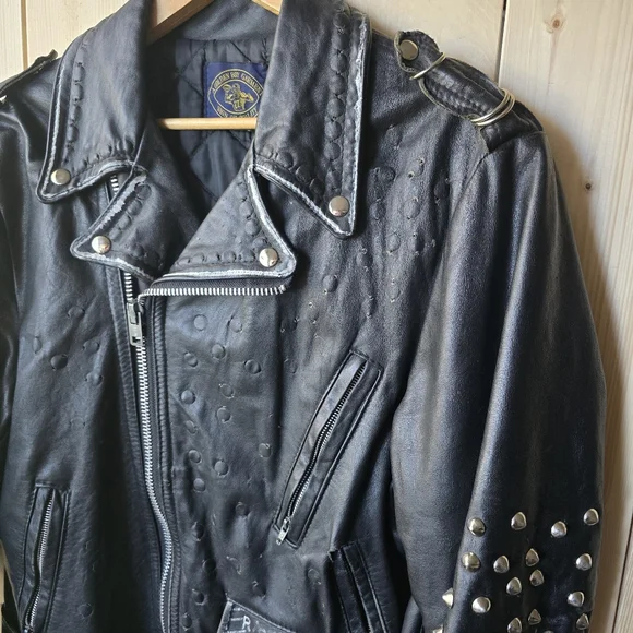 Vintage Golden Boy Leather Jacket 80s-90s Punk Mens - Picture 6 of 16